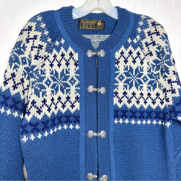 Nordstrikk A/S Vintage Norwegian Wool Snowflake Cardigan Sweater - Picture 3 of 11